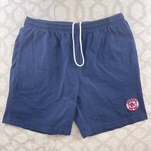 True Fan Boston Red Sox Mens XL Navy Blue Cotton Athletic Drawstring Shorts MLB